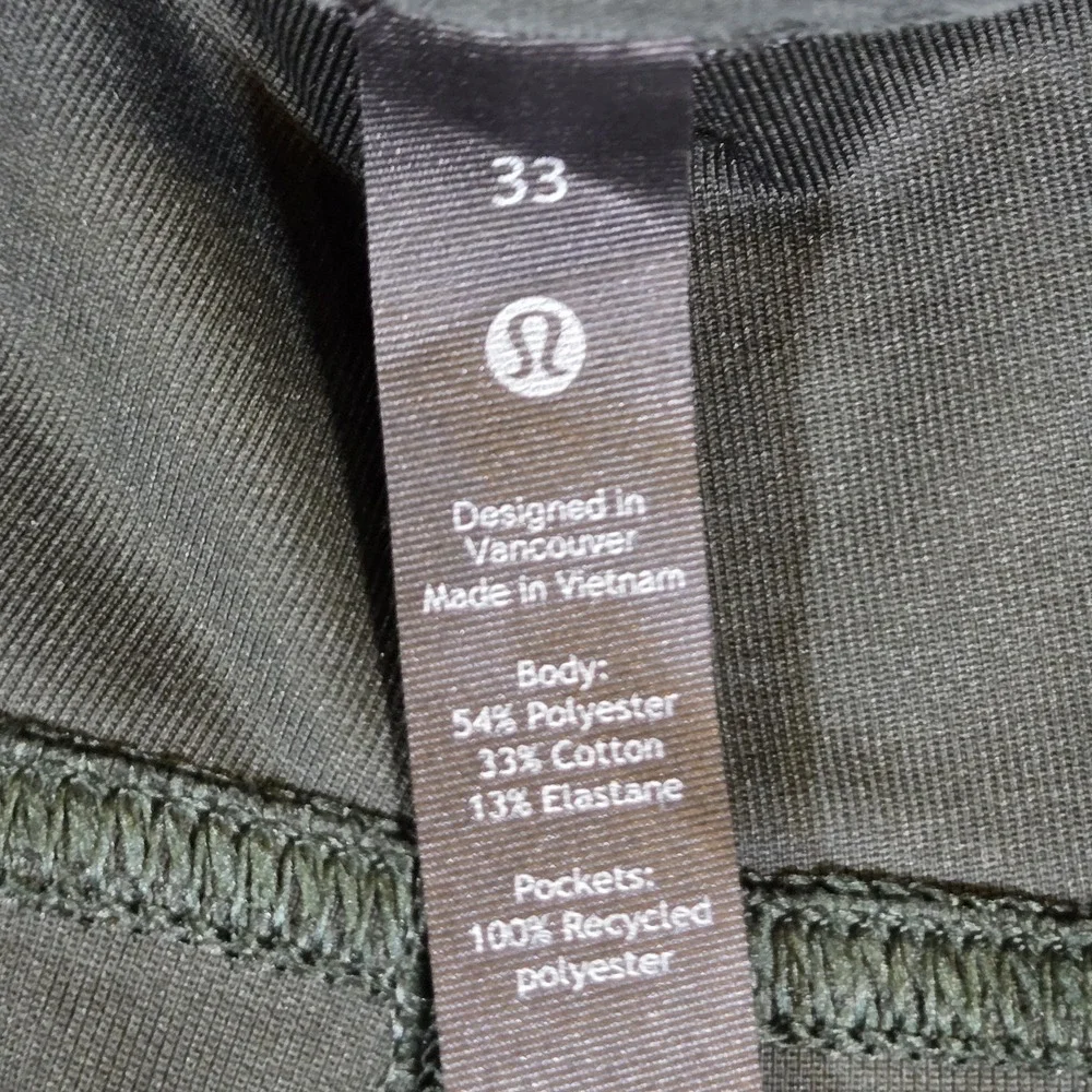 Lululemon Pants Mens 33x27 Dark Green ABC‎ Classic Fit Performance Stretch Chino